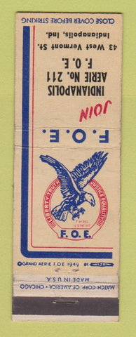 Matchbook Cover - Eagles Club Indianapolis IN