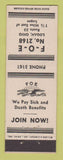 Matchbook Cover - Eagles Club Logan OH