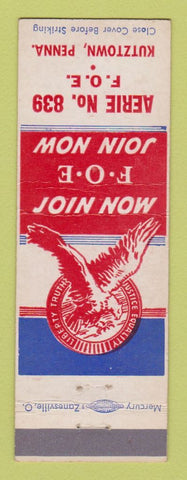 Matchbook Cover - Eagles Club Kutztown PA