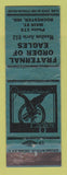 Matchbook Cover - Eagles Club Rochester IN WORN