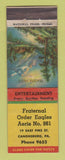 Matchbook Cover - Eagles Club Canonsburg PA Christmas