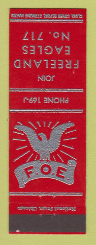 Matchbook Cover - Eagles Club Freeland PA RED