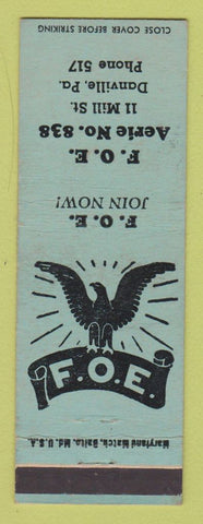 Matchbook Cover - Eagles Club Danville PA BLUE