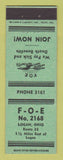 Matchbook Cover - Eagles Club Logan OH