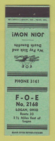 Matchbook Cover - Eagles Club Logan OH