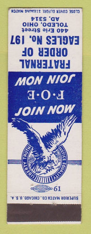 Matchbook Cover - Eagles Club Toledo OH