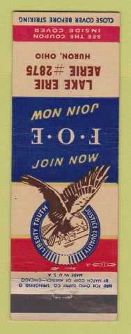 Matchbook Cover - Eagles Club Huron OH