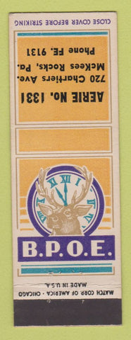 Matchbook Cover - Eagles Club McKees Rocks PA