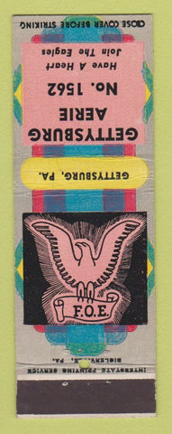 Matchbook Cover - Eagles Club Gettysburg PA