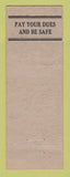 Matchbook Cover - Eagles Club Burlington IA