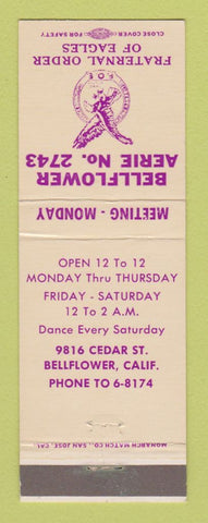 Matchbook Cover - Eagles Club Bellflower CA