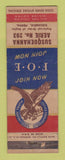 Matchbook Cover - Eagles Club Columbia PA WORN
