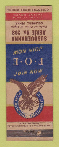 Matchbook Cover - Eagles Club Columbia PA WORN