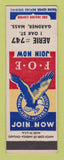 Matchbook Cover - Eagles Club Gardner MA