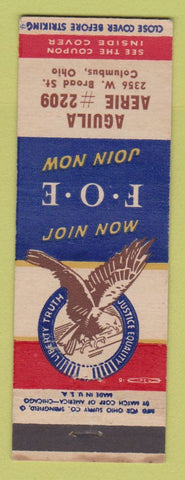 Matchbook Cover - Eagles Club Columbus OH
