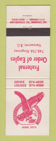 Matchbook Cover - Eagles Club Vancouver BC