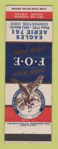 Matchbook Cover - Eagles Club Coshocton OH