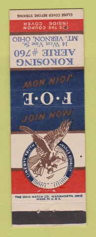 Matchbook Cover - Eagles Club Mount Vernon OH