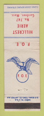 Matchbook Cover - Eagles Club Hillcrest Gardner MA
