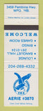 Matchbook Cover - Eagles Club Winnipeg MB