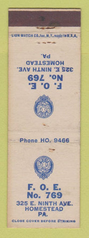 Matchbook Cover - Eagles Club Homestead PA WEAR