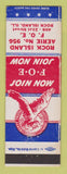 Matchbook Cover - Eagles Club Rock Island IL