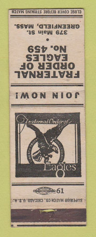 Matchbook Cover - Eagles Club Greenfield MA WORN