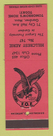 Matchbook Cover - Eagles Club Gardner MA