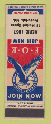 Matchbook Cover - Eagles Club Frederick MD