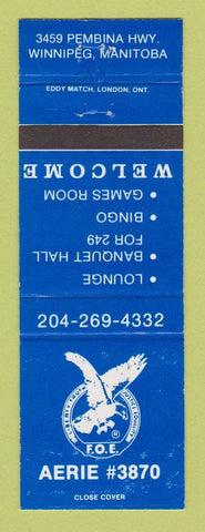 Matchbook Cover - Eagles Club Winnipeg MB