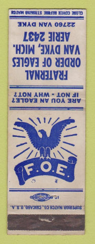 Matchbook Cover - Eagles Club Van Dyke MI WEAR