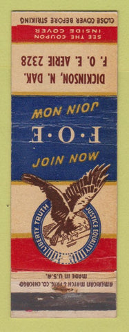 Matchbook Cover - Eagles Club Dickinson ND WEAR