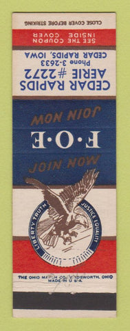 Matchbook Cover - Eagles Club Cedar Rapids IA