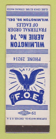 Matchbook Cover - Eagles Club Wilmington DE