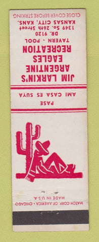 Matchbook Cover - Eagles Club Jim Larkin's Billiards Kansas City KS