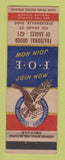 Matchbook Cover - Eagles Club Steubenville OH