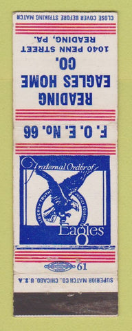 Matchbook Cover - Eagles Club Reading PA