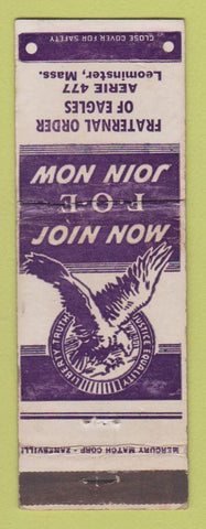 Matchbook Cover - Eagles Club Leominster MA WEAR