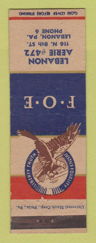 Matchbook Cover - Eagles Club Lebanon PA