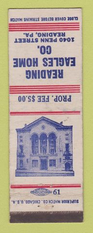 Matchbook Cover - Eagles Club Reading PA