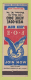 Matchbook Cover - Eagles Club Weirton WV