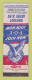 Matchbook Cover - Eagles Club Chevoit OH WORN
