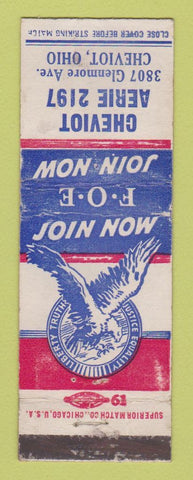 Matchbook Cover - Eagles Club Chevoit OH WORN