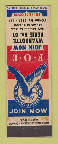 Matchbook Cover - Eagles Club Kansas City KS