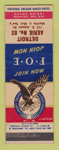 Matchbook Cover - Eagles Club Detroit MI