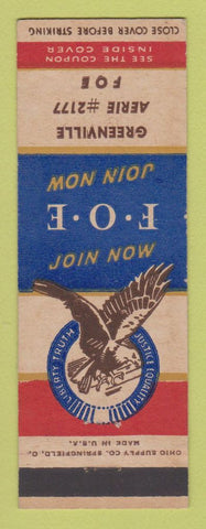 Matchbook Cover - Eagles Club Greenville