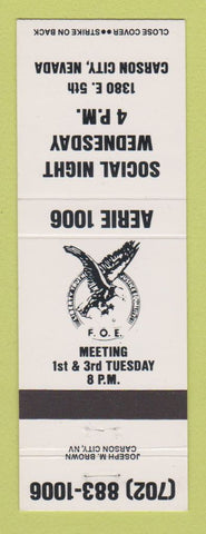 Matchbook Cover - Eagles Club Carson City NV