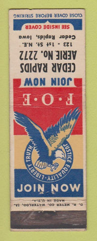 Matchbook Cover - Eagles Club Cedar Rapids IA
