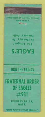 Matchbook Cover - Eagles Club Turners Falls MA WEAR