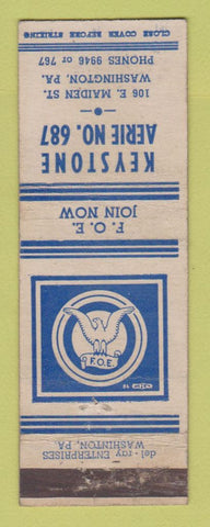 Matchbook Cover - Eagles Club Washington PA WEAR